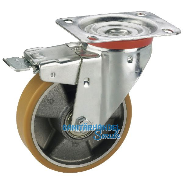 D�RNER + HELMER Lenkrolle Polyurethan Alufelge 100 mm 200 kg Feststeller