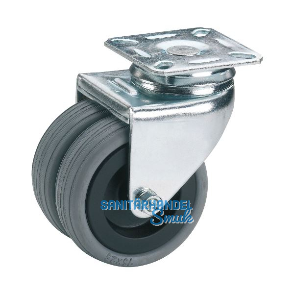 D�RNER + HELMER Doppel-Lenkrolle Gummi 75 mm 100 kg