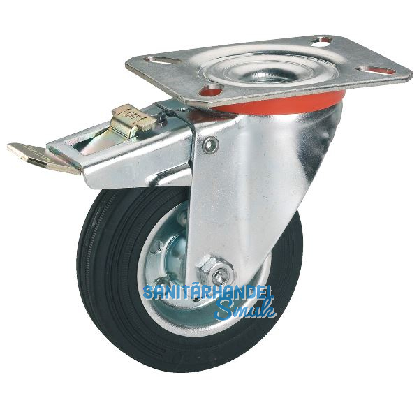 D�RNER + HELMER Lenkrolle Vollgummi Stahlfelge 250 mm 275 kg Feststeller