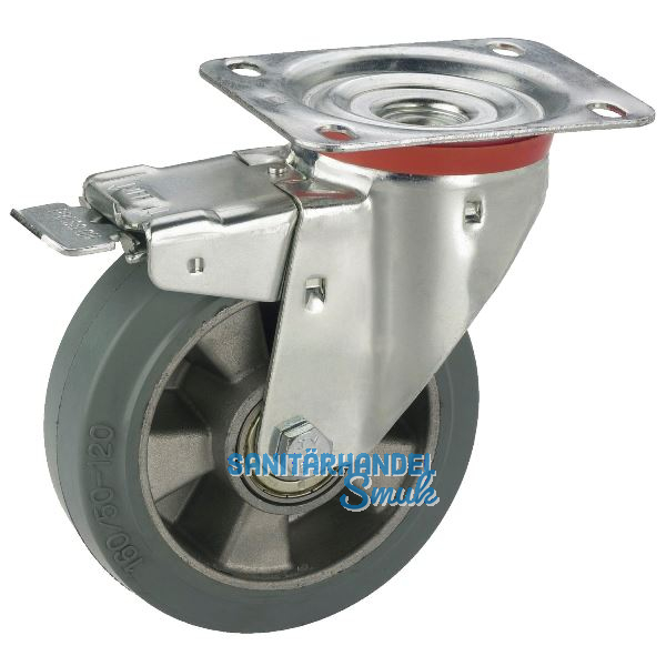 D�RNER + HELMER Lenkrolle Elastik Alufelge 100 mm 180 kg Feststeller