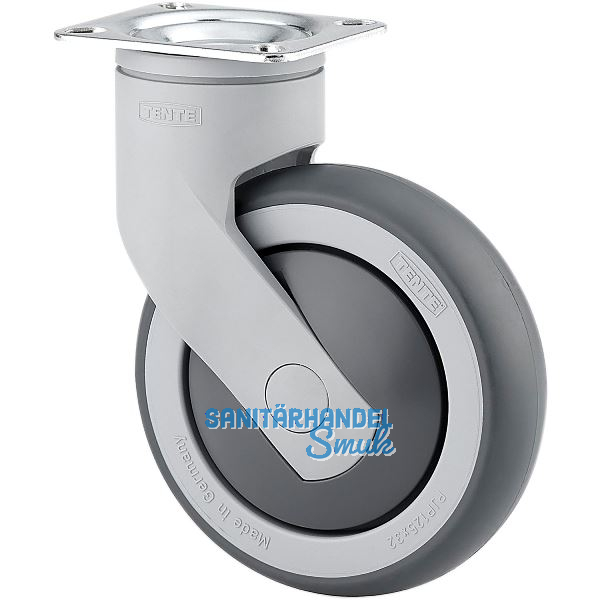 TENTE Lenkrolle TPE Kunststoff Plattenbefestigung Anschraubloch 125 mm 100 kg