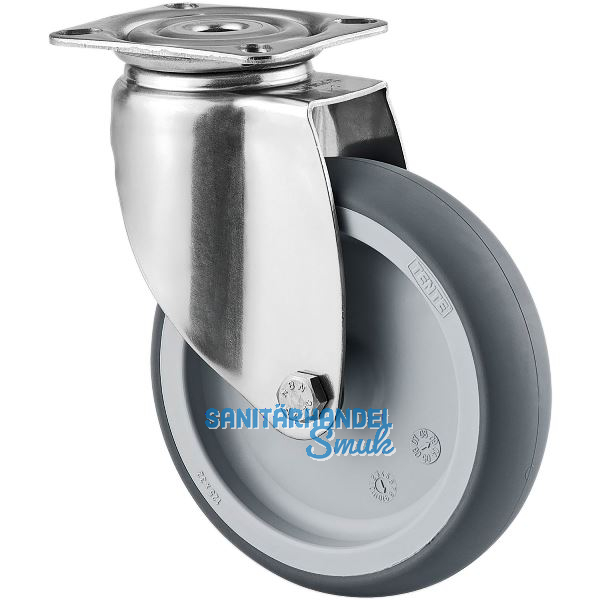 TENTE Lenkrolle Edelstahl Plattenbefestigung 100 mm 80 kg