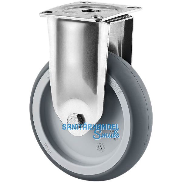 TENTE Bockrolle TPE Edelstahl Plattenbefestigung 125 mm 100 kg