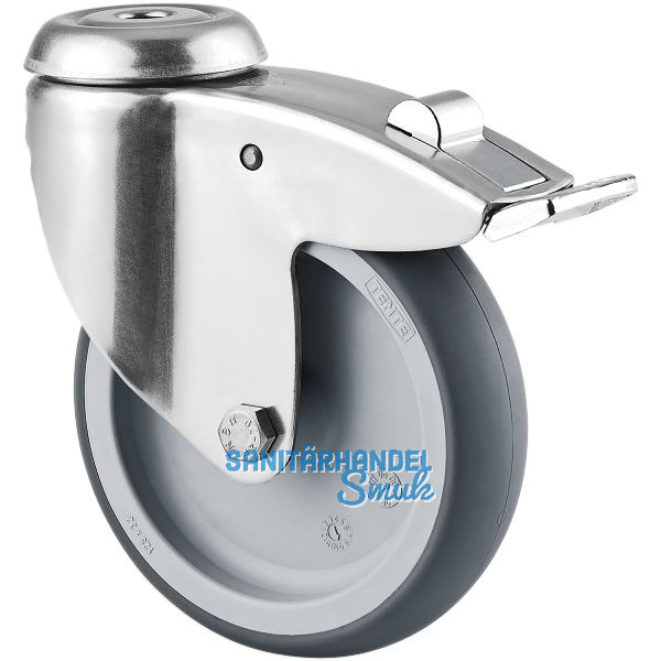 TENTE Lenkrolle Edelstahl R�ckenloch 100 mm 80 kg Feststeller