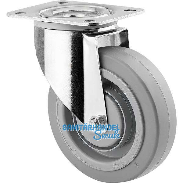 TENTE Lenkrolle Elastik grau Platte 125 mm 250 kg