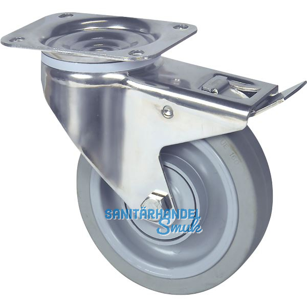 TENTE Lenkrolle Elastik grau Polyamidfelge 200 mm 300 kg Totalfeststeller