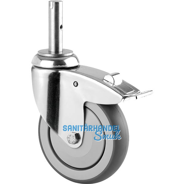 TENTE Lenkrolle Edelstahl 125 mmn nachlaufender Totalfeststeller