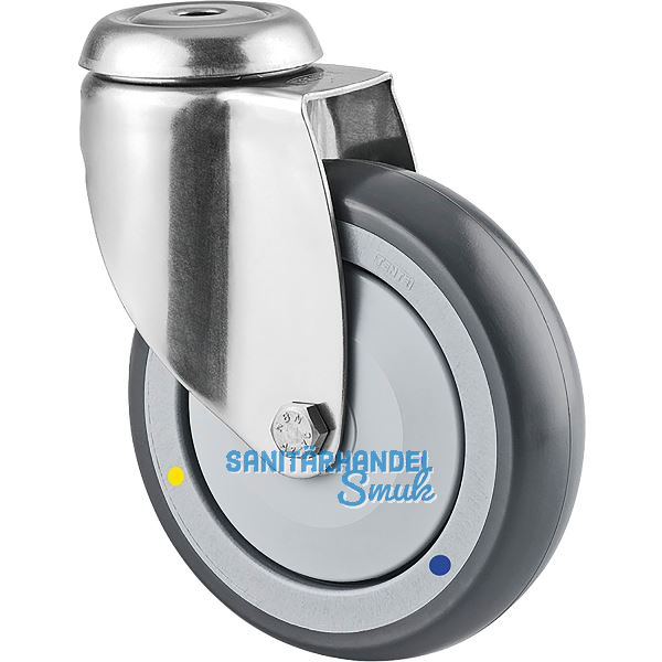 TENTE Lenkrolle PUR/Edelstahl Fadenschutz Anschraubloch 100 mm 11 mm