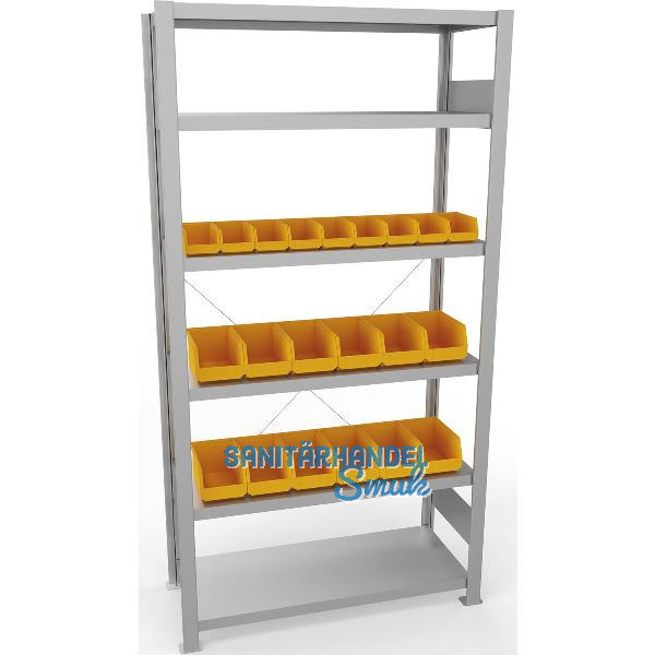 META Steck-Grundregal 2000 x 1000 x 400 mm 6 Fachb�den 150 kg mit 21 Lagerk�sten
