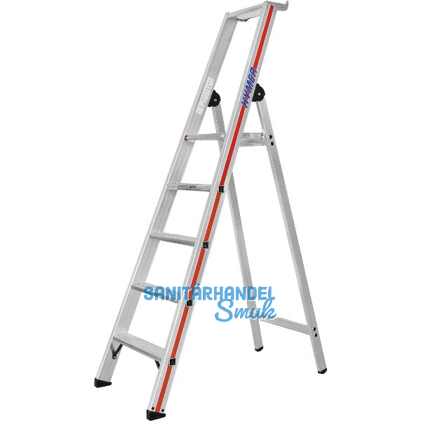 HYMER Alu-Stufen-Stehleiter mit Plattform Type 8026 Stufen 5 L�nge=1,95 m