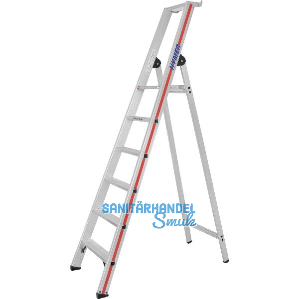 HYMER Alu-Stufen-Stehleiter mit Plattform Type 8026 Stufen 6 L�nge=2,20 m