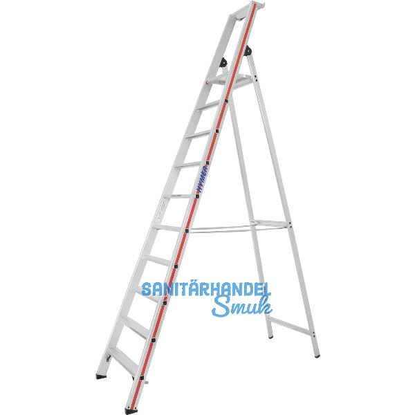 HYMER Alu-Stufen-Stehleiter mit Plattform Type 8026 Stufen 10 L�nge=3,20 m