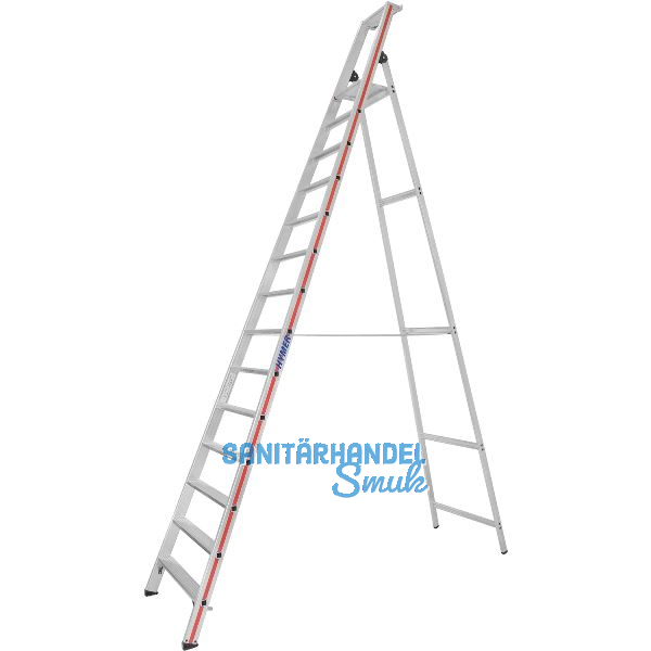 HYMER Alu-Stufen-Stehleiter mit Plattform Type 8026 Stufen 14 L�nge=4,20 m