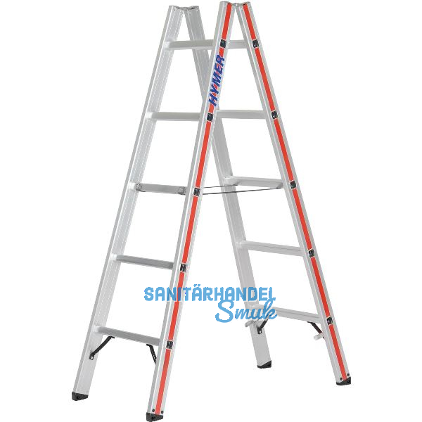 HYMER Alu-Sprossen-Stehleiter Type 6023 Sprossen=2 x 5 L�nge=1,57 m