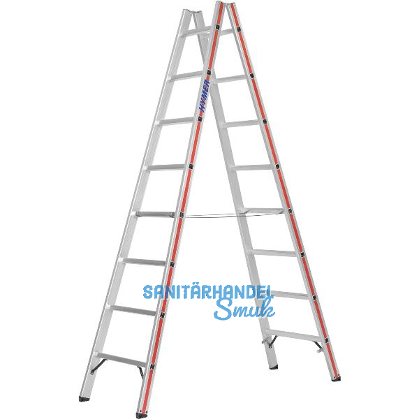HYMER Alu-Sprossen-Stehleiter Type 6023 Sprossen=2 x 8 L�nge=2,40 m