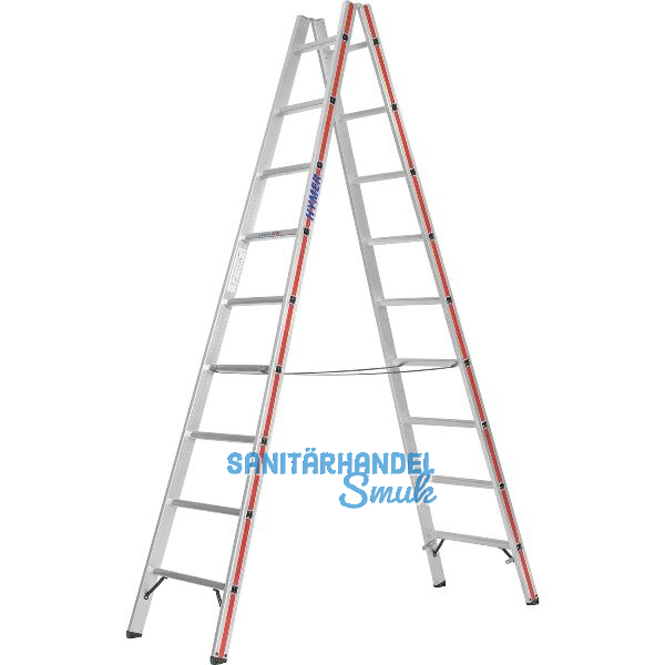 HYMER Alu-Sprossen-Stehleiter Type 6023 Sprossen=2 x 9 L�nge=2,69 m