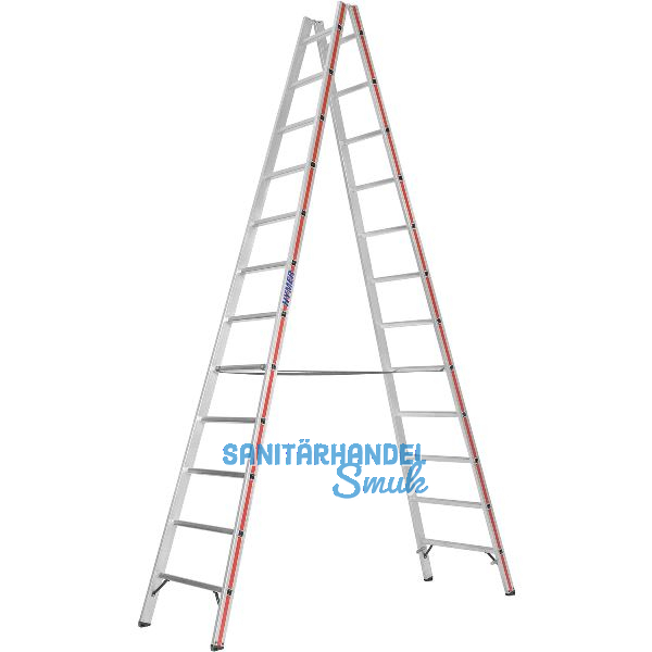 HYMER Alu-Sprossen-Stehleiter Type 6023 Sprossen=2 x 12 L�nge=3,53 m