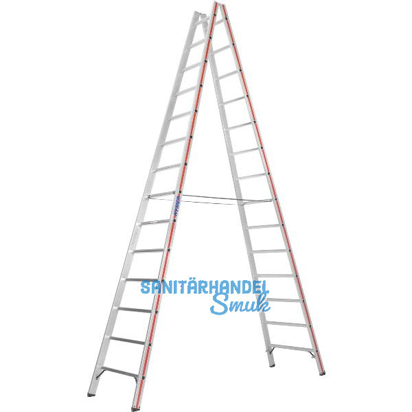 HYMER Alu-Sprossen-Stehleiter Type 6023 Sprossen=2 x 14 L�nge=4,10 m