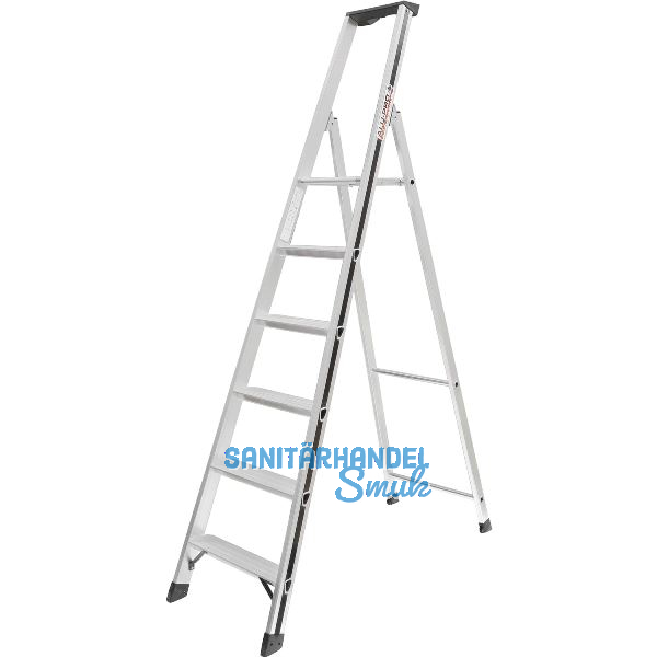 ALU-PRO Stufenstehleiter mit Plattform Type 70026 6 Stufen L�nge 2,14 m