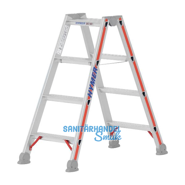 HYMER Alu-Stufen-Stehleiter Type 4024 Stufen=2 x 4 L�nge=1,03 m