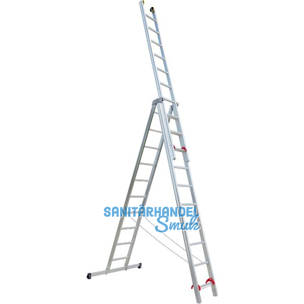 JUST Alu-Mehrzweck Industrieleiter 3-tlg.Type 53 Sprossen=3x 7 L�nge=3,26/5,05 m