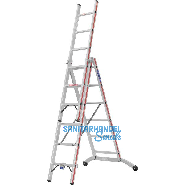 HYMER Alu-Allzweckleiter 3-teilig Type 6047 Sprossen= 3 x 6