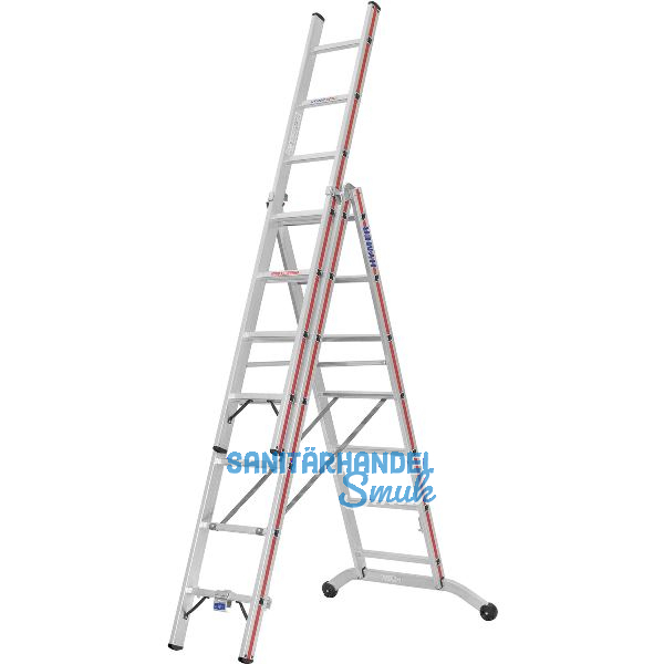 HYMER Alu-Allzweckleiter 3-teilig Type 6047 Sprossen= 3 x 7