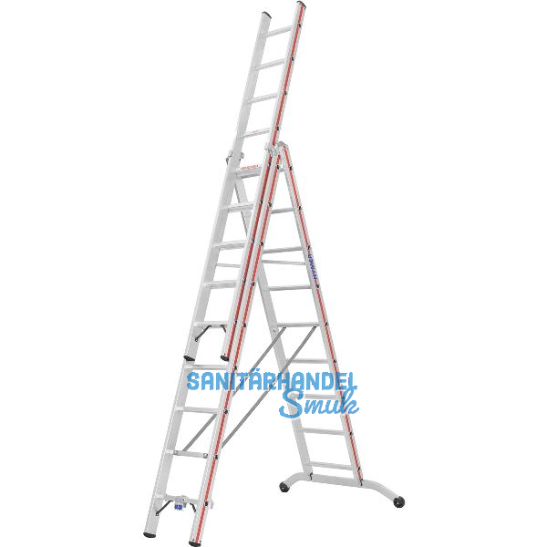 HYMER Alu-Allzweckleiter 3-teilig Type 6047 Sprossen= 3 x 9