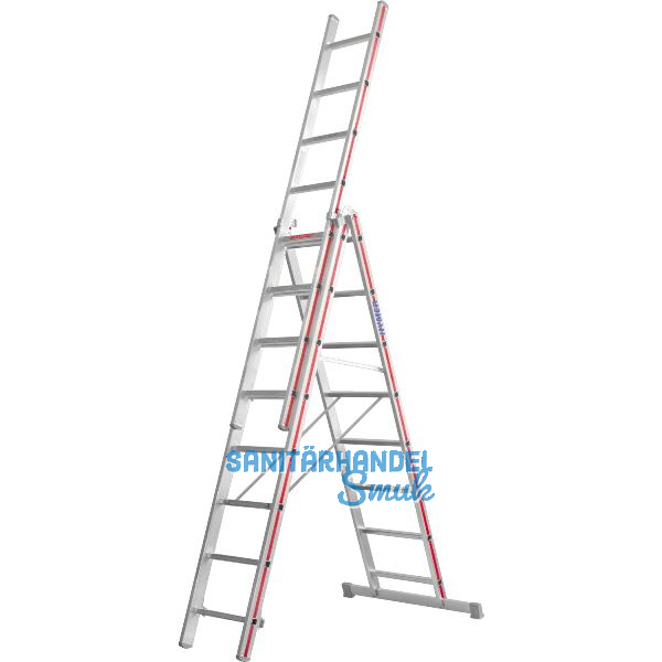 HYMER Alu-Allzweckleiter 3-teilig Type 4047 Sprossen= 3 x 8
