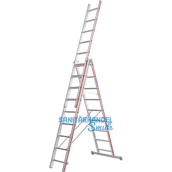 HYMER Alu-Allzweckleiter 3-teilig Type 4047 Sprossen= 3 x 9