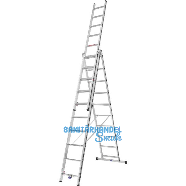 ALU-PRO Allzweckleiter 3-teilig Typ 70047 Sprossen=3x10L�nge von 2,88/6,52m
