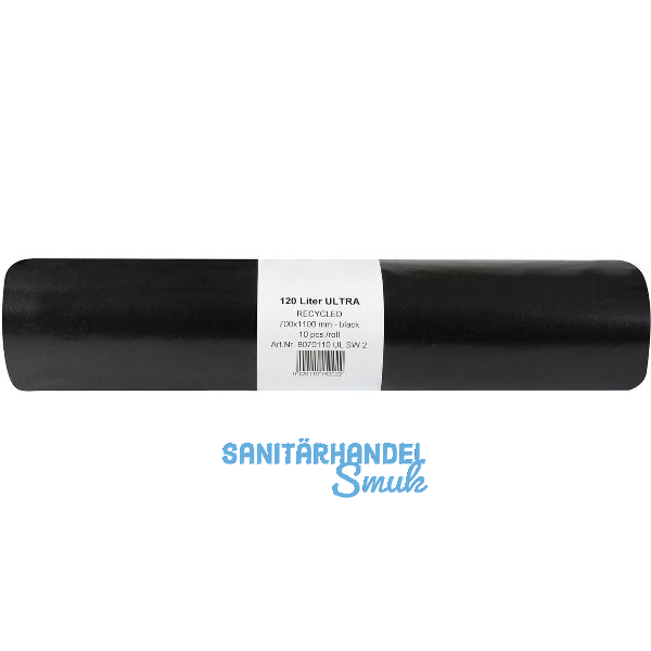 M�lls�cke Polyethylen 120 Liter, 75 my 700 x 1100 mm ohne Zugband schwarz