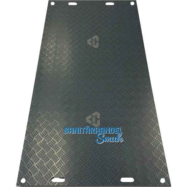 Bodenschutzplatte 2000 x 1000 x 8 mm LDPE schwarz mit Griffe