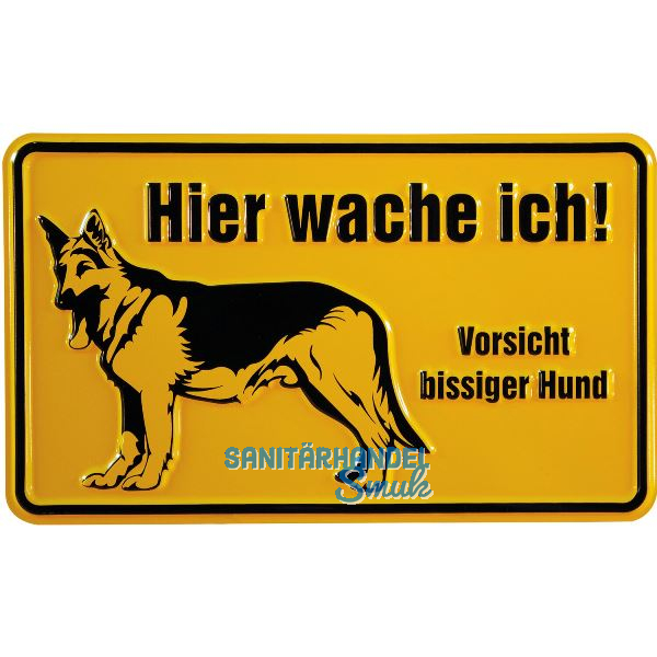 Hinweisschild Hier wache ich! Vorsicht bissiger Hund 200 x 120 mm
