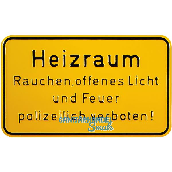 Hinweisschild Heizraum Rauchen, offenes Licht und Feuer 250 x 150 mm
