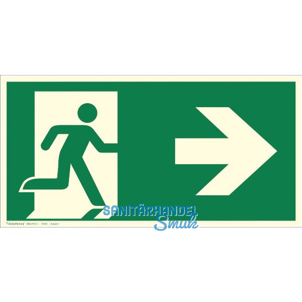Fluchtwegschild Notausgang Symbol rechts 300 x 150 mm
