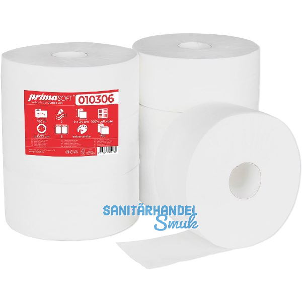 Toilettenpapier Jumbo PrimaSoft 2-lagig, 1 PK = 6 Rollen
