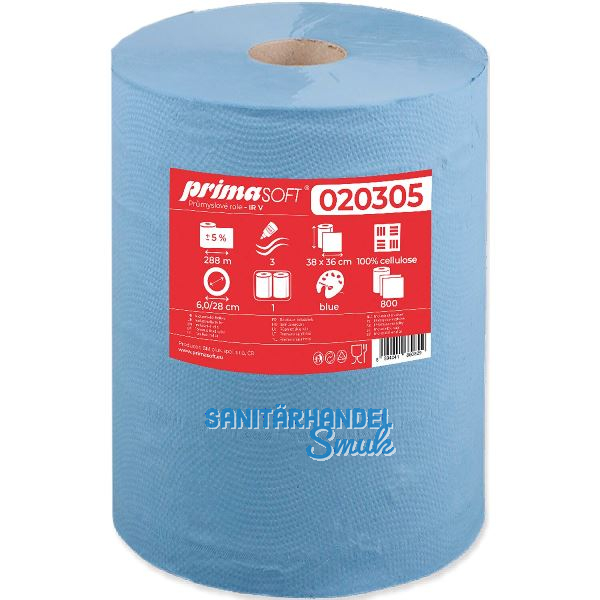 Putzpapier-Rolle IR V primaSOFT blau 3-lagig Packungsinhalt 1 Rollen
