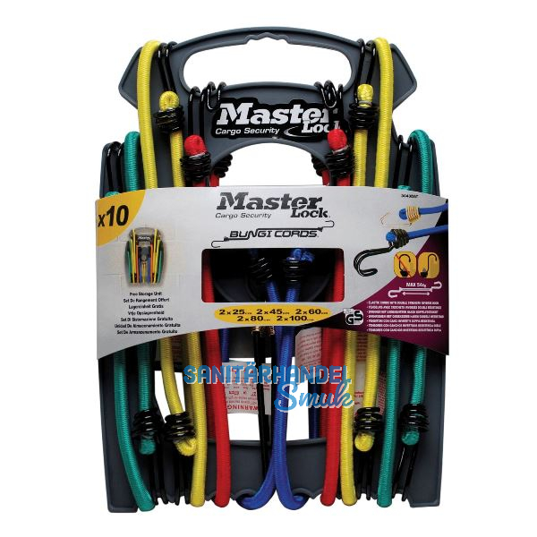 MASTER LOCK Gep�ckspanner Set Zugkraft 40 kg Farben und L�ngen sortiert