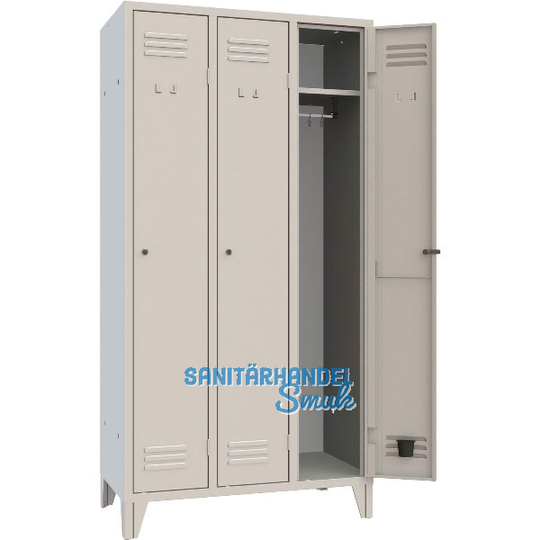 Garderobenschrank Abteilanzahl 3 RAL7035
