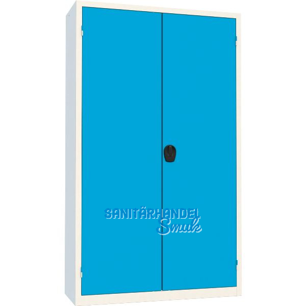 Fl�gelt�rschrank 1950 x 1180 x 500 mm RAL7035 lichtgrau/5012 lichtblau