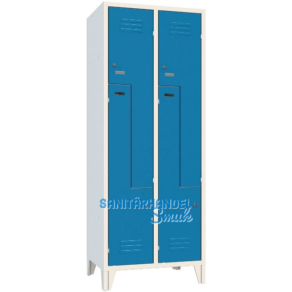 Z-Garderobenschrank Abteilanzahl 4 RAL7035/5010 grau/blau