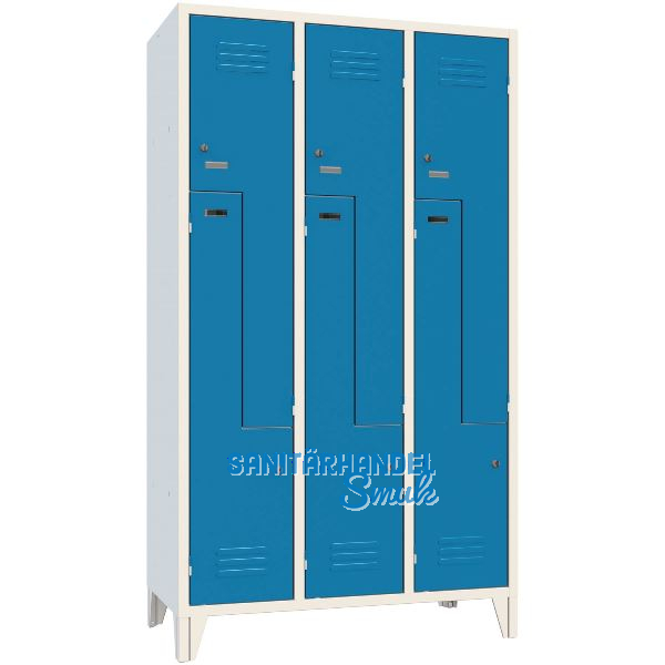 Z-Garderobenschrank Abteilanzahl 6 RAL7035/5010 grau/blau