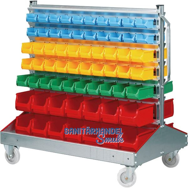 ALLIT Fahrregal ProfiPlus 1200 x 730 x 1160 mm mit 128 Sichtlagerk�sten