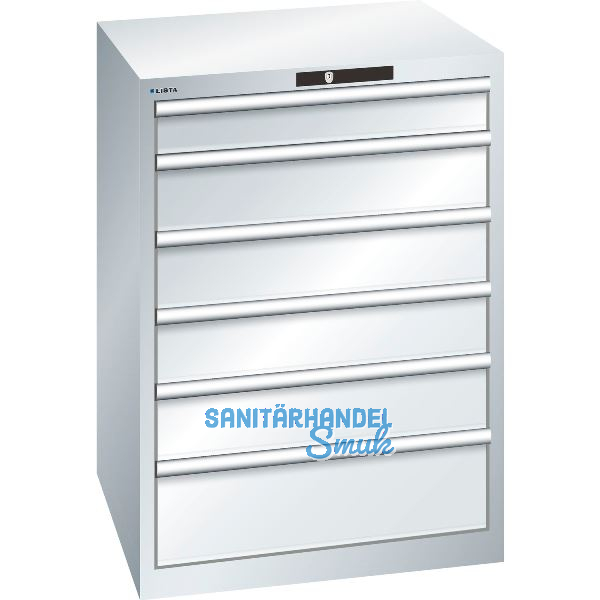 LISTA Schubladenschrank 36x36E 717x725x1000mm KEY Lock RAL 7035 6 Laden 75kg