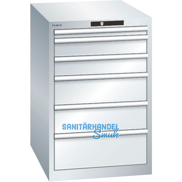 LISTA Schubladenschrank 27x36E 564x725x850mm KEY Lock RAL 7035 6 Laden 75kg
