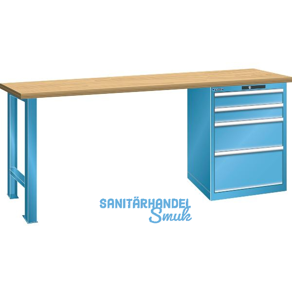 LISTA Werkbank 27x36E Multiplex 2000x750x840mm KEY Lock RAL5012 4 Laden 75kg