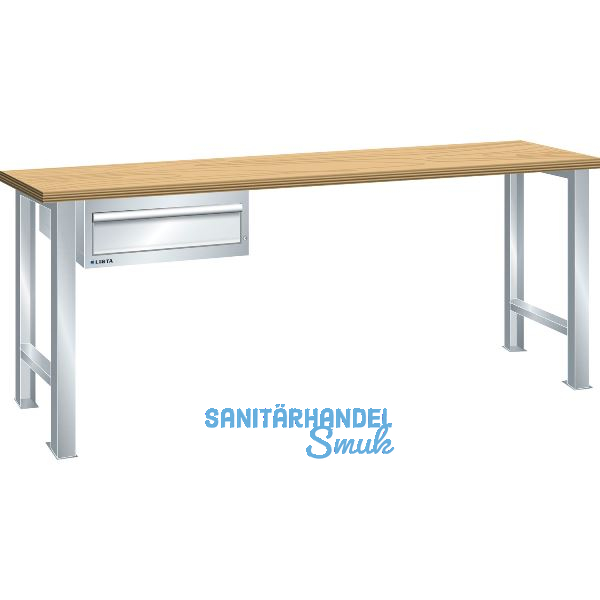 LISTA Werkbank 27x36E Multiplex 1500x750x840mm KEY Lock RAL7035 1 Lade 75kg