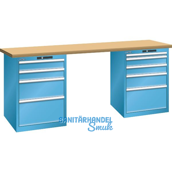 LISTA Werkbank 27x36E Multiplex 2000x750x840mm KEY Lock RAL5012 9 Laden 75kg