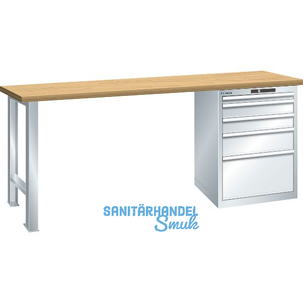 LISTA Werkbank 27x36E Multiplex 2000x750x840mm KEY Lock RAL7035 5 Laden 75kg